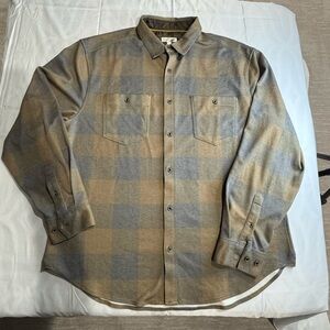 Fundamental Coast Los Angeles Soft Plaid Tan & Gray L/S Men’s Shirt Size XXL EUC